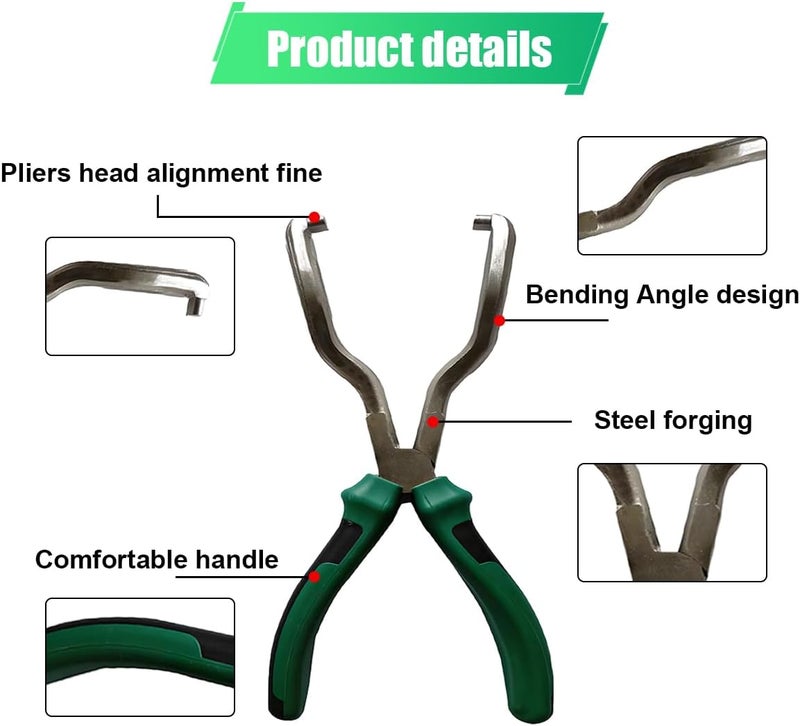 ZIMISI Fuel Line Plier, Quick Disconnect Release Removal Tool, Petrol Hose Clamp Clip Pliers, Fuel Line Disconnect Tool, Car Pipe Clip Repair Tool, Automotive Tools for Most Cars (Green/Black/White) - Image 2
